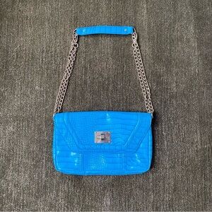 Steve by Steve Madden Blue Crocodile-Embossed Chain Shoulder Bag